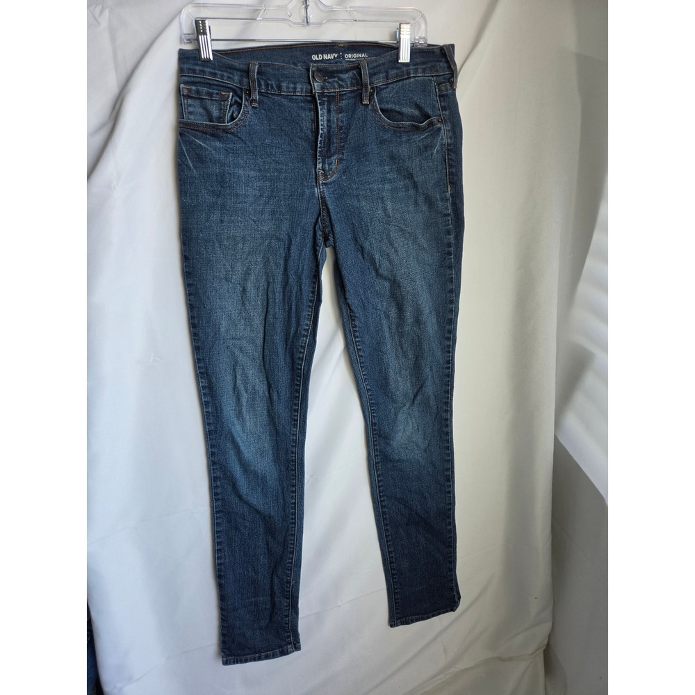 Old Navy Original Jeans Womens  Long Blue Dark Wash Slim Mid-Rise Skinny